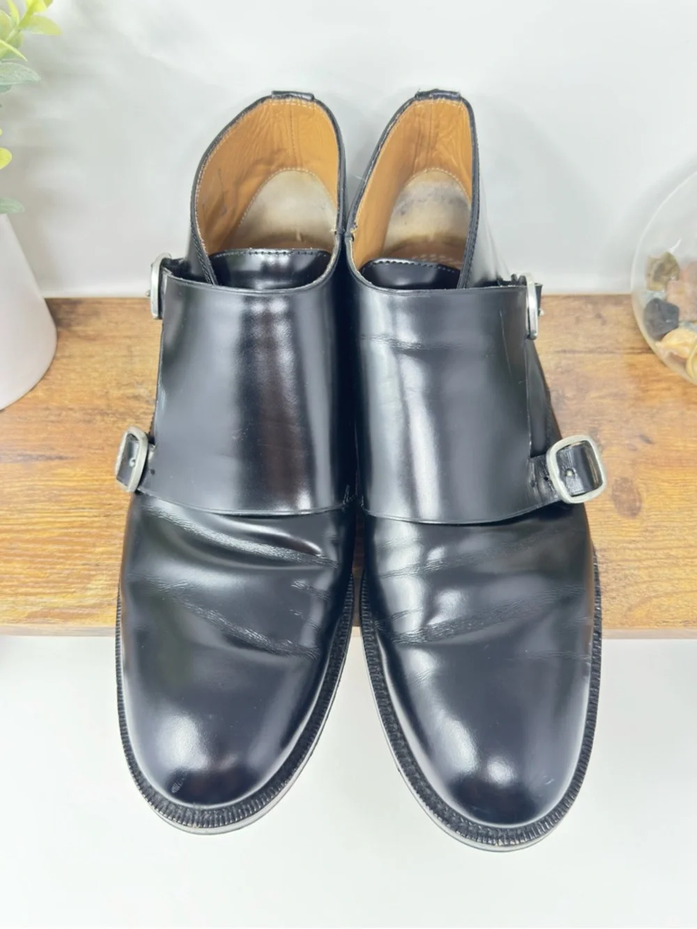 Jimmy Choo Men's Black Double Monk Strap‎ Leather Shoes Size 42 Italian USA 9